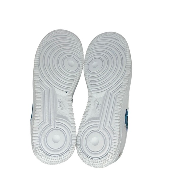 Custom Nike Air Force 1 White Stitch Hibiscus Sneakers Women's 8 - Picture 6 of 16